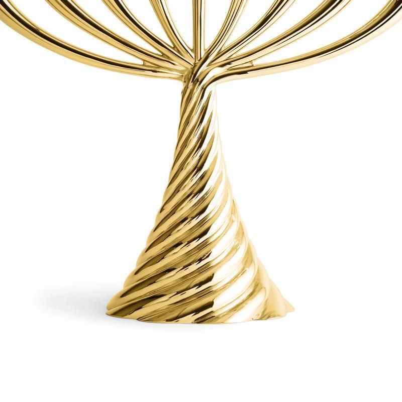 Gold Tone Contemporary Cast Metal Twist Menorah photo 882.0