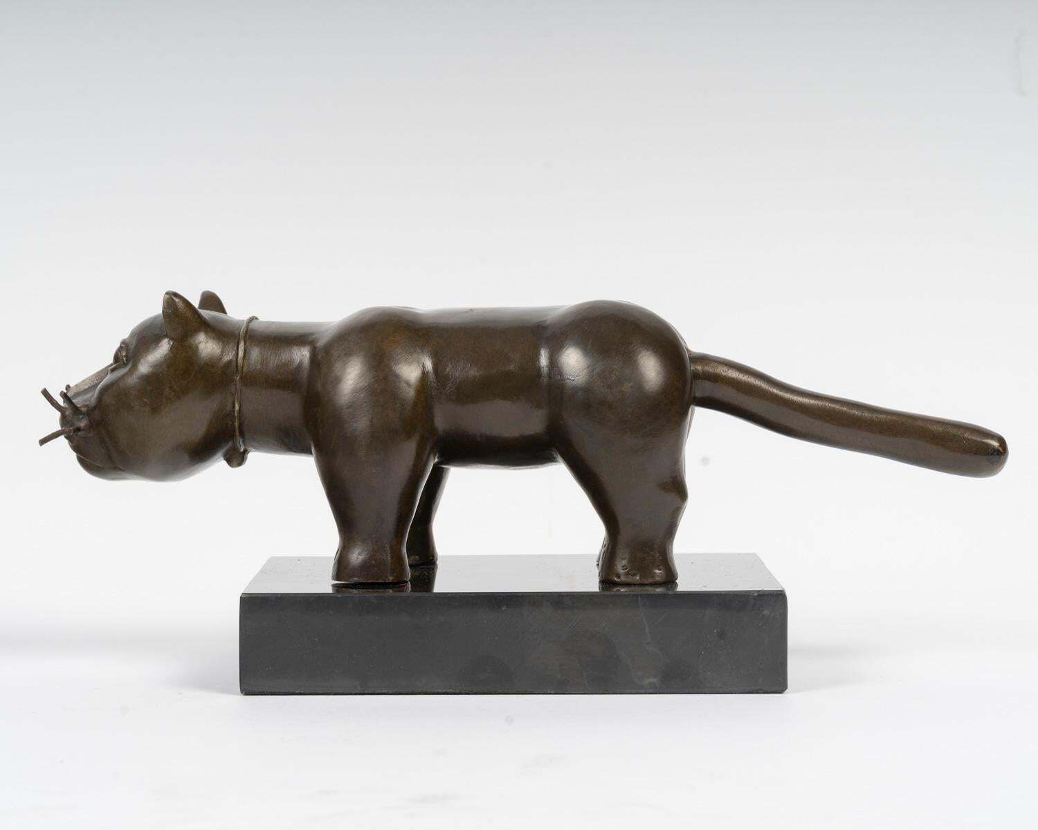 Bronze Sculpture – El Gato – In The Style Of Fernando Botero photo Art