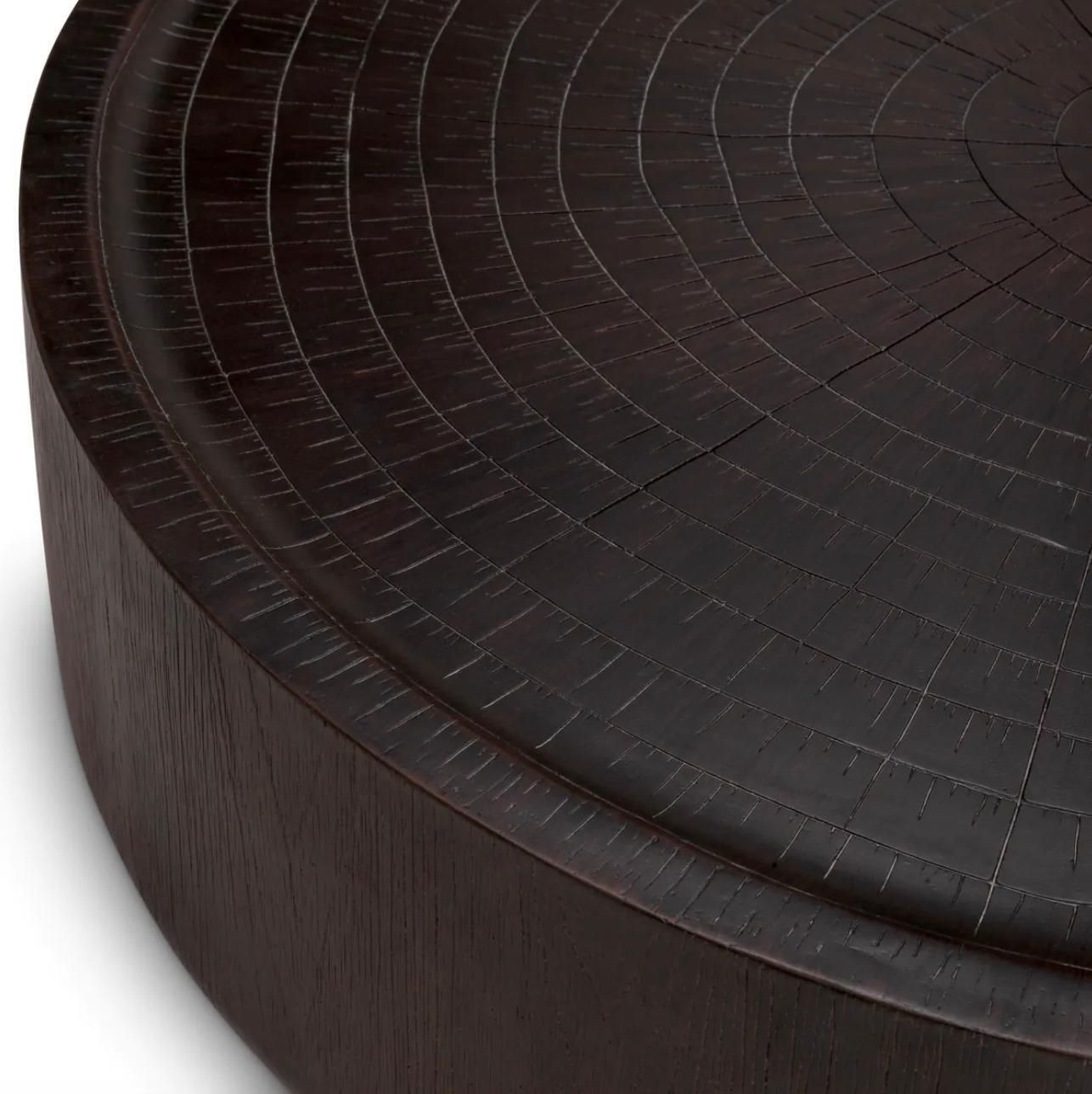 Large Round Coffee Table In Dark Brown Fiber Reinforced Concrete photo vinterior