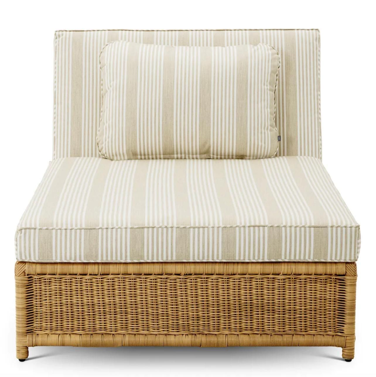 Outdoor Modular Daybed In Synthetic Rattan And Saville Beige Fabric photo Garden Furniture