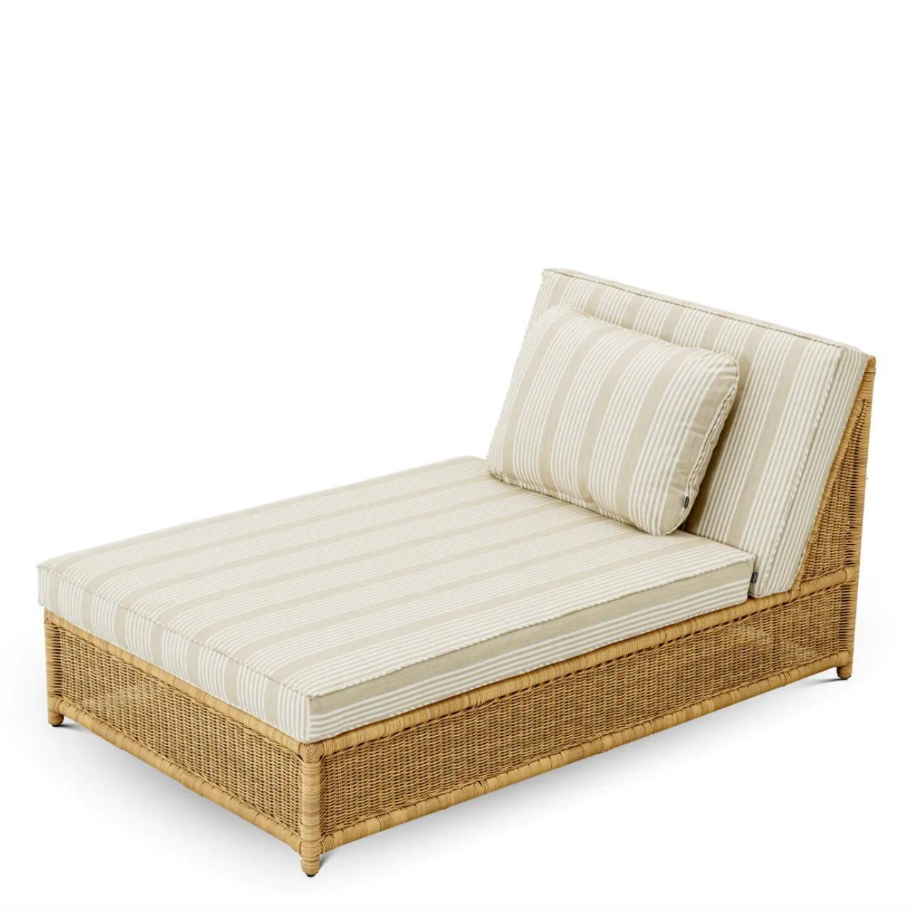 Outdoor Modular Daybed In Synthetic Rattan And Saville Beige Fabric photo vinterior