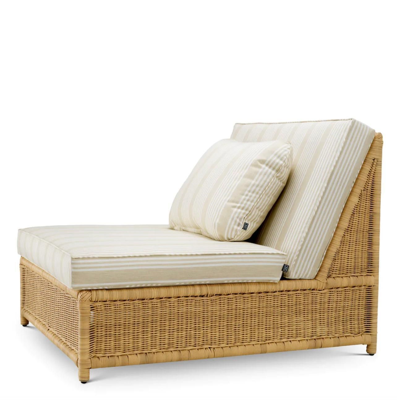 Outdoor Modular Chair In Synthetic Rattan And Saville Beige Fabric photo vinterior