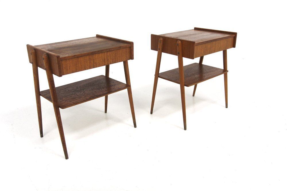 Teak Bedside Tables From Carlström, Sweden, 1960s, Set Of 2