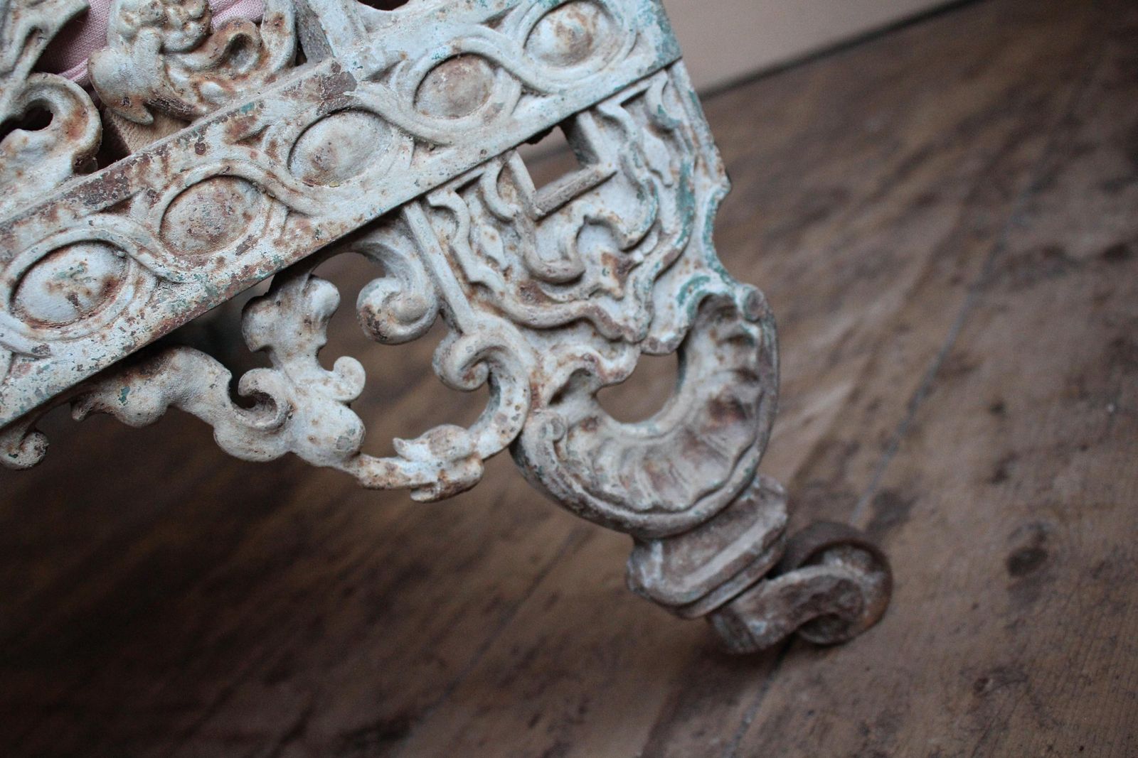 photo buy French Circa 1860 Original Painted Green Napoleon Lll Cast Iron Daybed Rococo
