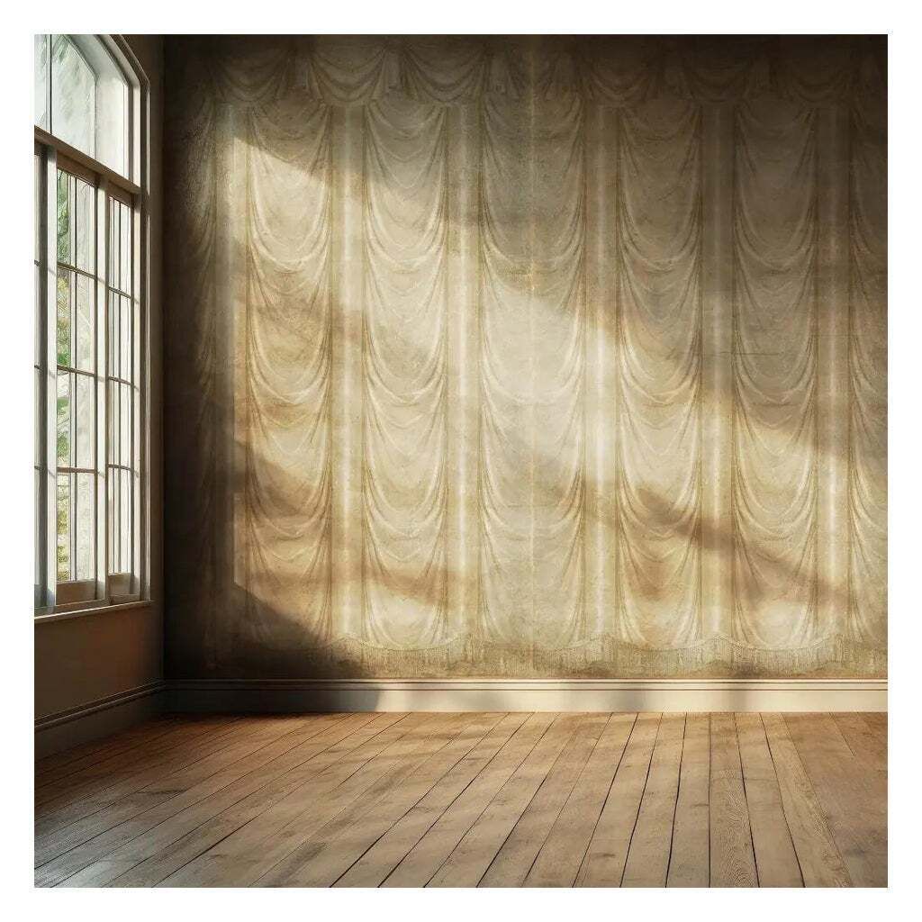 Draped Beige – Panoramic Wallpaper On Antique Style Paper