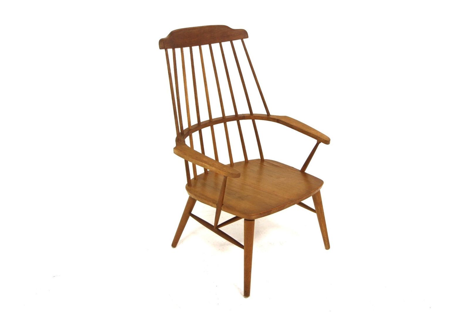 Scandinavian Pinnstol Oak Armchair, 1960