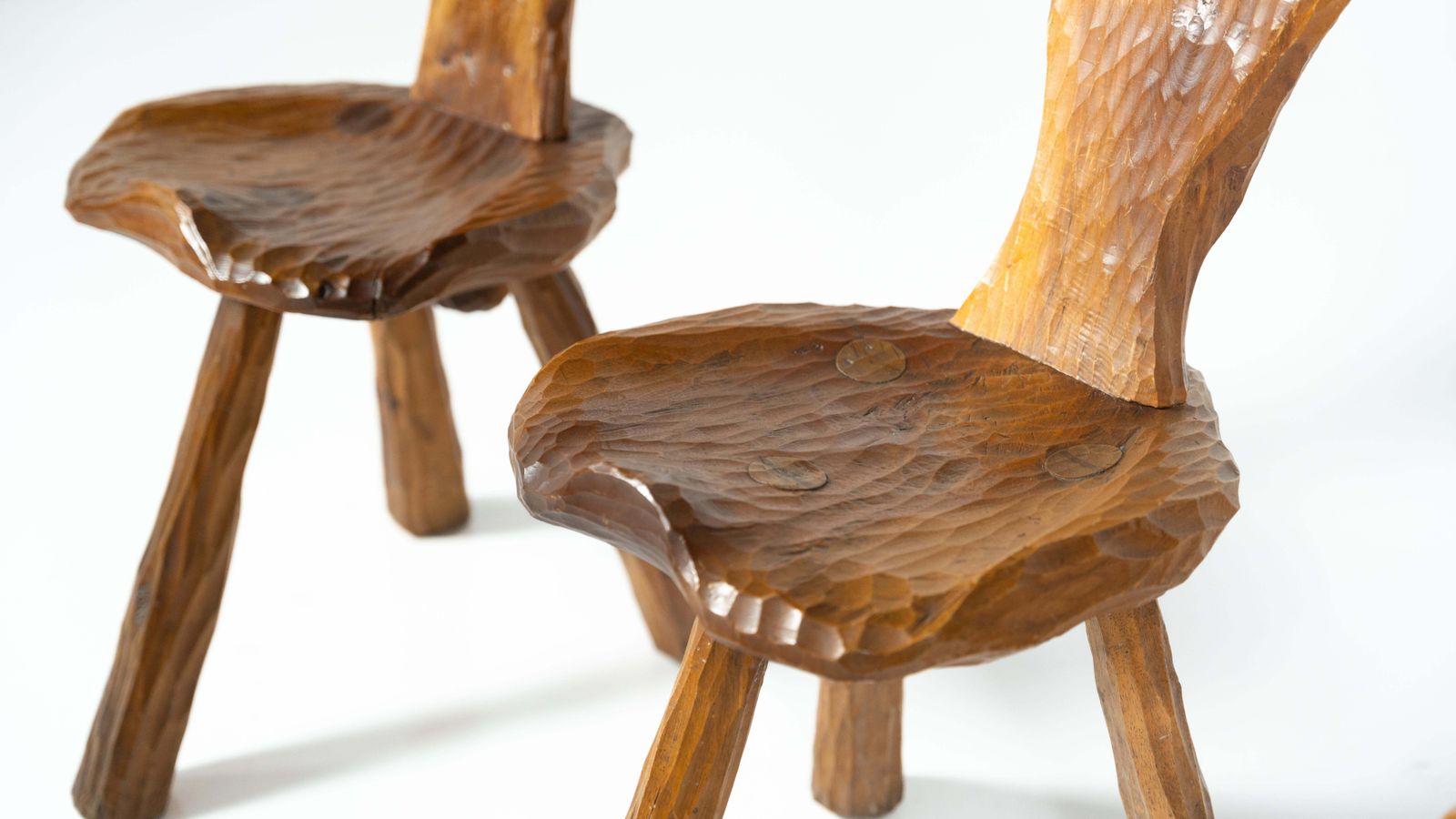 Set Of 4 Wooden Brutalist Chairs, Italy, 1970s photo buy
