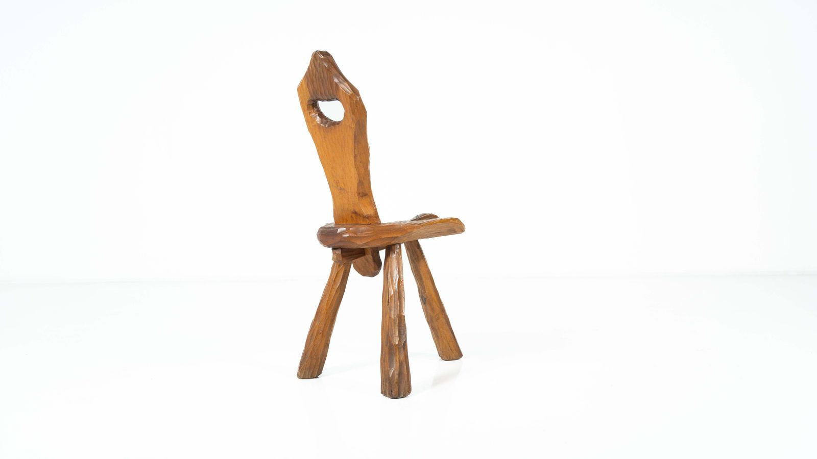 Set Of 4 Wooden Brutalist Chairs, Italy, 1970s photo vintage