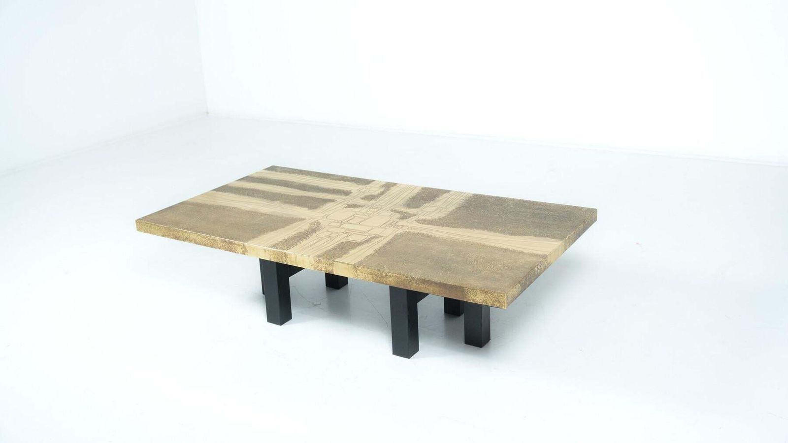 Mid Century Brass Coffee Table By Lova Creation, Belgium, 1970s photo furniture