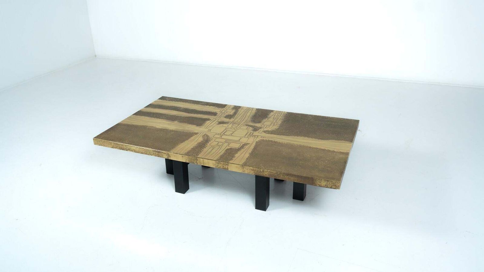 photo furniture Mid Century Brass Coffee Table By Lova Creation, Belgium, 1970s