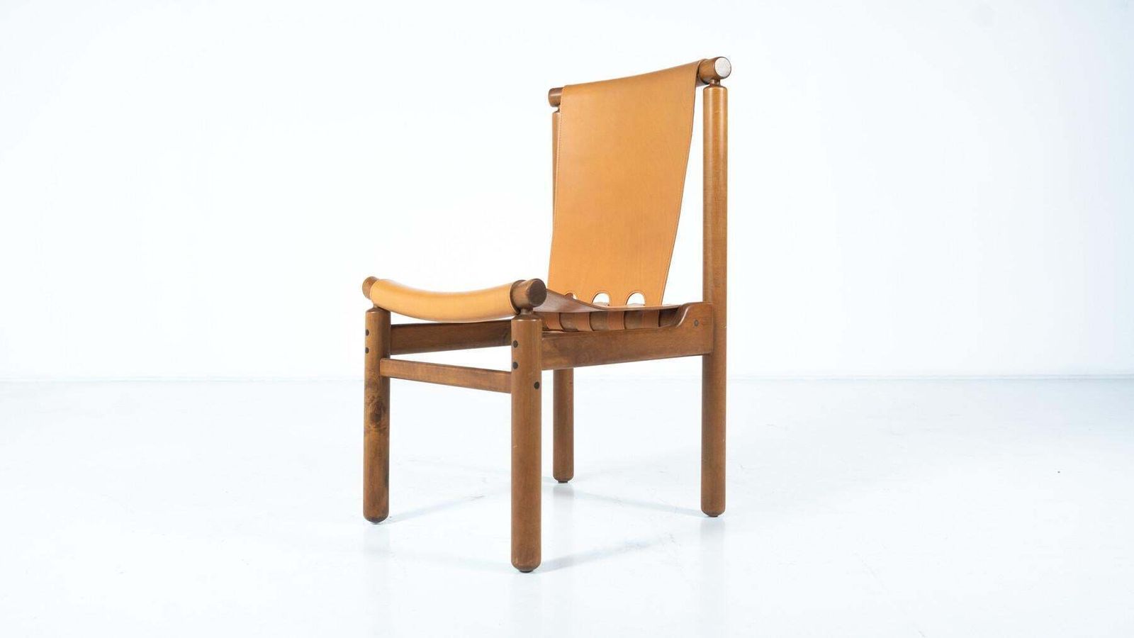 photo for sale Mid Century Modern Set Of 6 Leather Dining Chairs By Ilmari Tapiovaara
