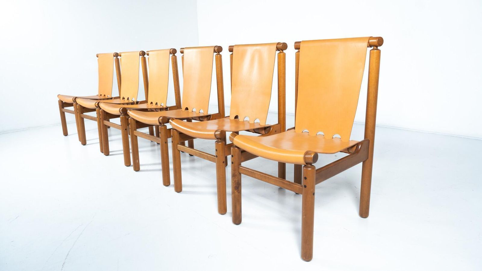 photo buy Mid Century Modern Set Of 6 Leather Dining Chairs By Ilmari Tapiovaara