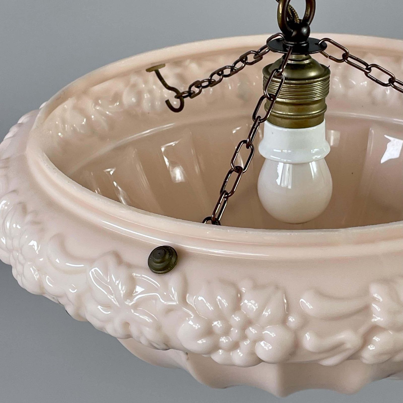 photo buy Pale Rose Marbled Glass Pendant, Sweden 1920s To 1930s