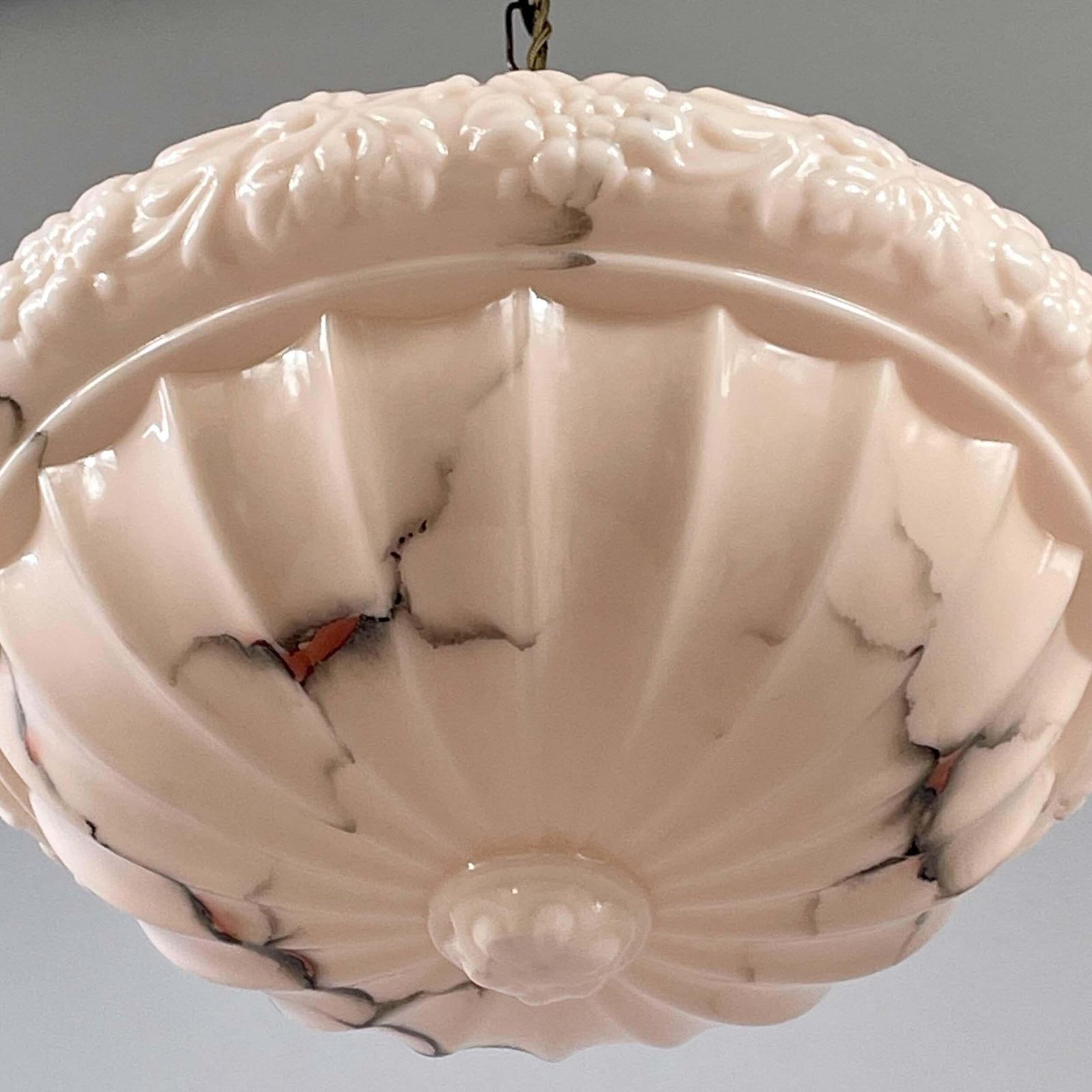 photo vintage Pale Rose Marbled Glass Pendant, Sweden 1920s To 1930s