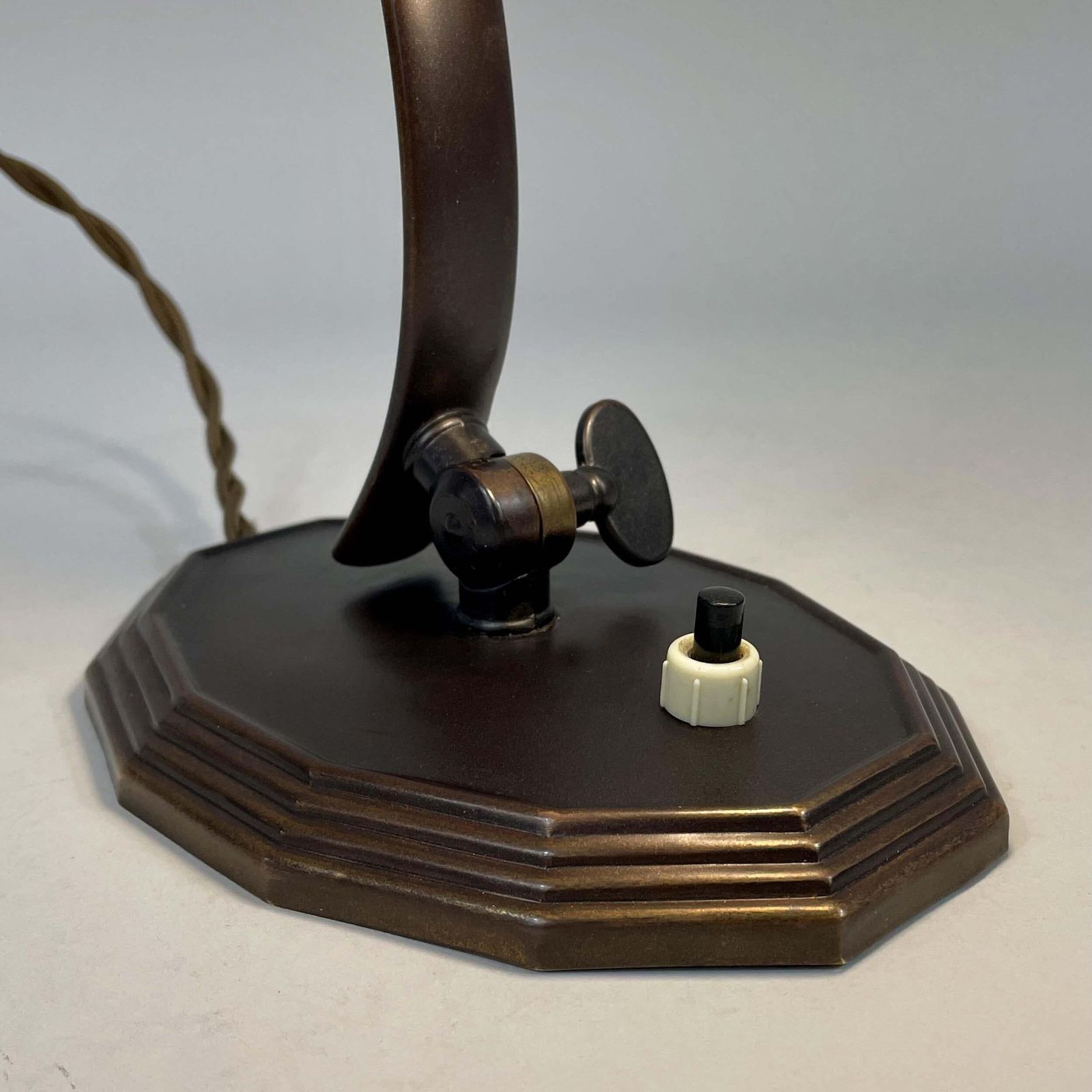 Bronzed Brass & Havanna Glass Table Lamp, Sweden 1920s To 1930s photo buy
