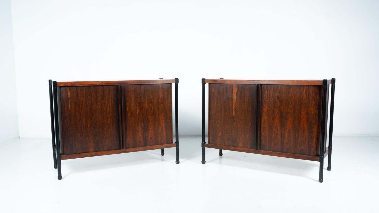 Mid Century Cabinet With Rollers Shutters By Antonio Proserpio, Wood, Italy photo for sale
