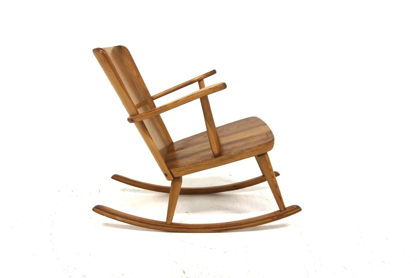 Brutalist Pine Rocking Chair By Göran Malmvall, Sweden, 1960s photo Furniture