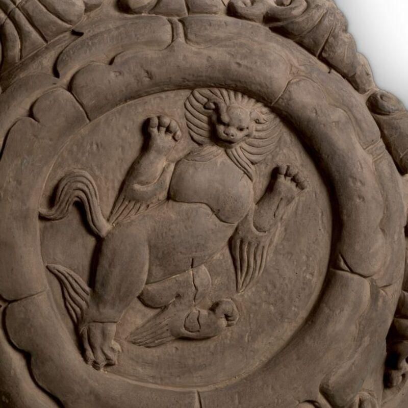 Beige Wall Medallions With Liao Dynasty Motifs, Set Of Two photo buy