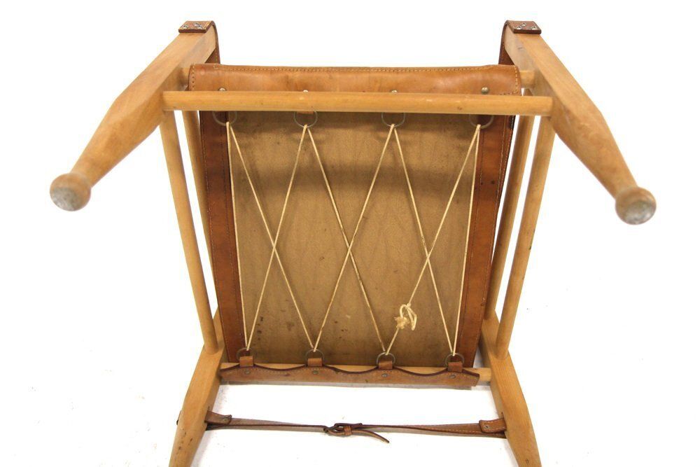 Leather Safari Chair By Aage Bruun & Son, Denmark, 1960s photo Furniture