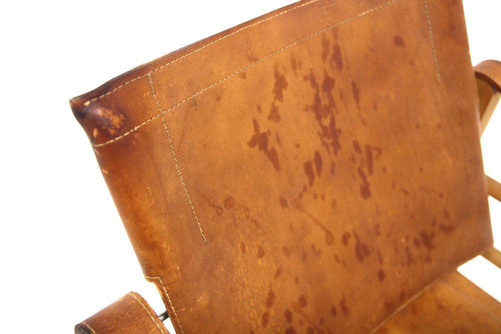Leather Safari Chair By Aage Bruun & Son, Denmark, 1960s photo vintage