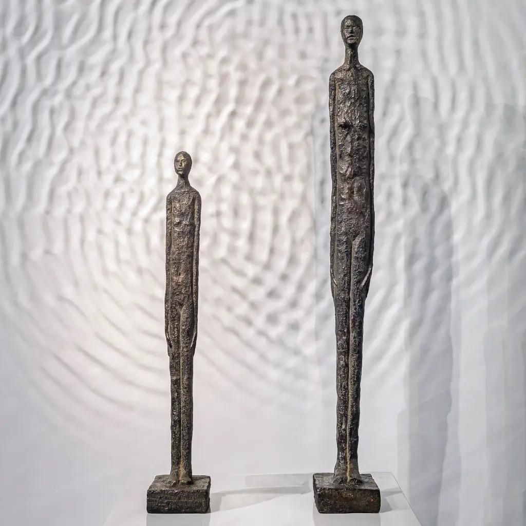 Set Of 2 Etruscan Shadow Statuettes In Bronze, Italian Antique Style photo buy