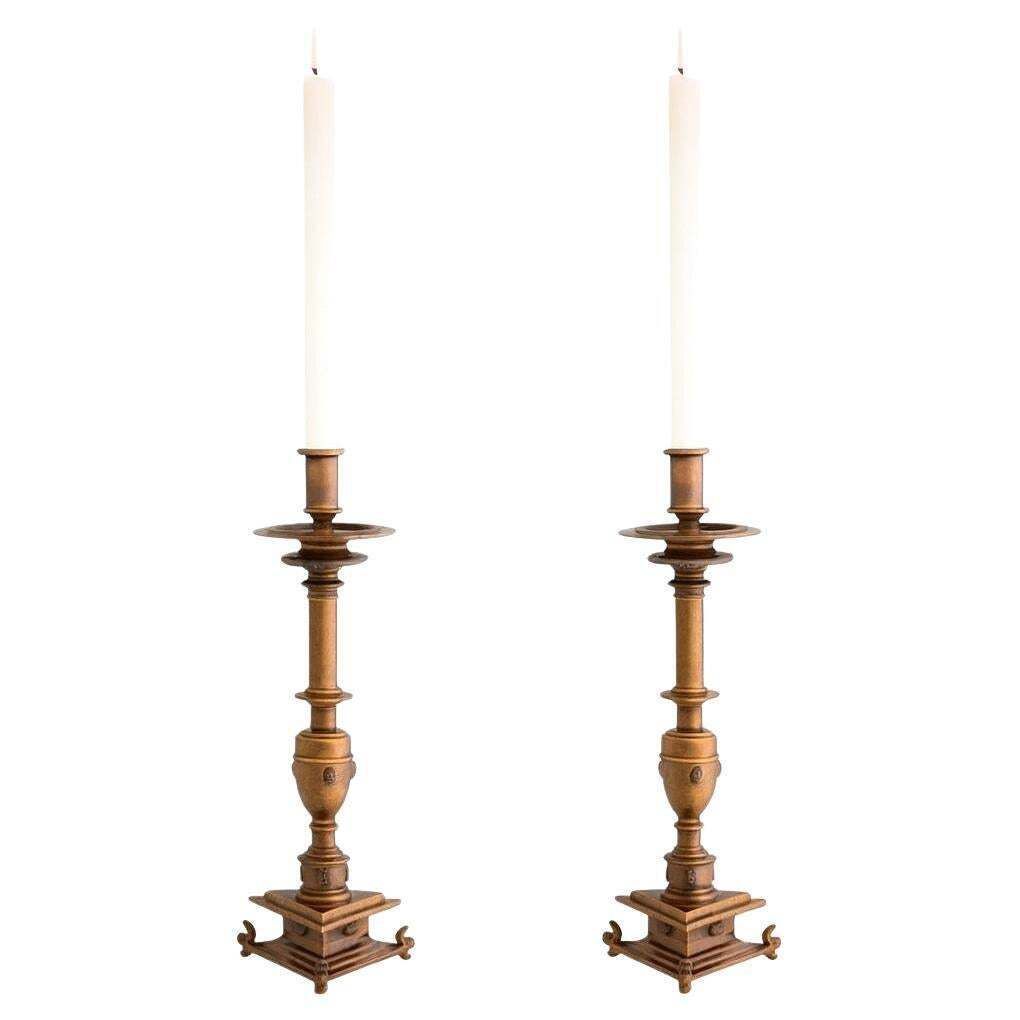 Set Of Two Candle Holder – Antique Gold Finish
