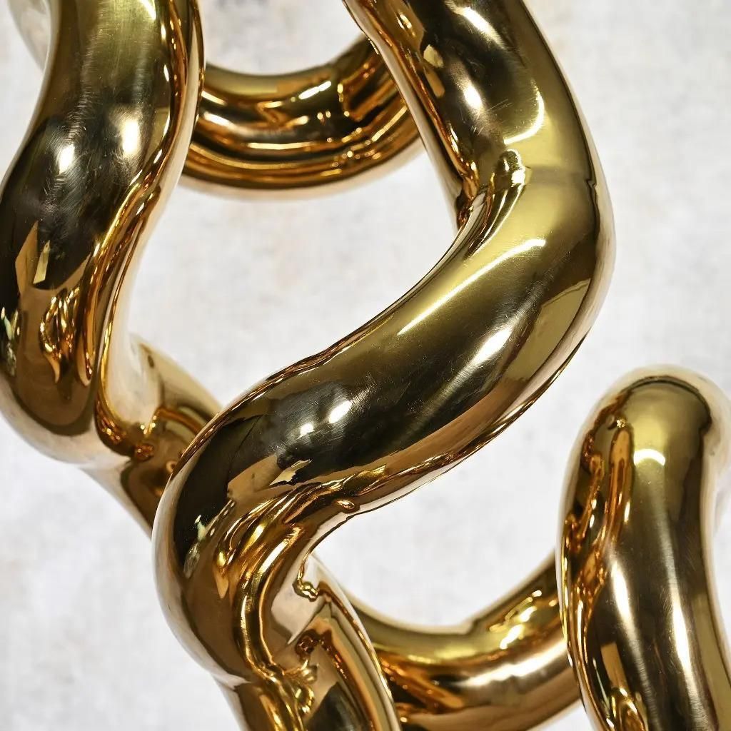 Gold Tubular Metal Sculpture On Black Base, Contemporary Style photo 3954.0