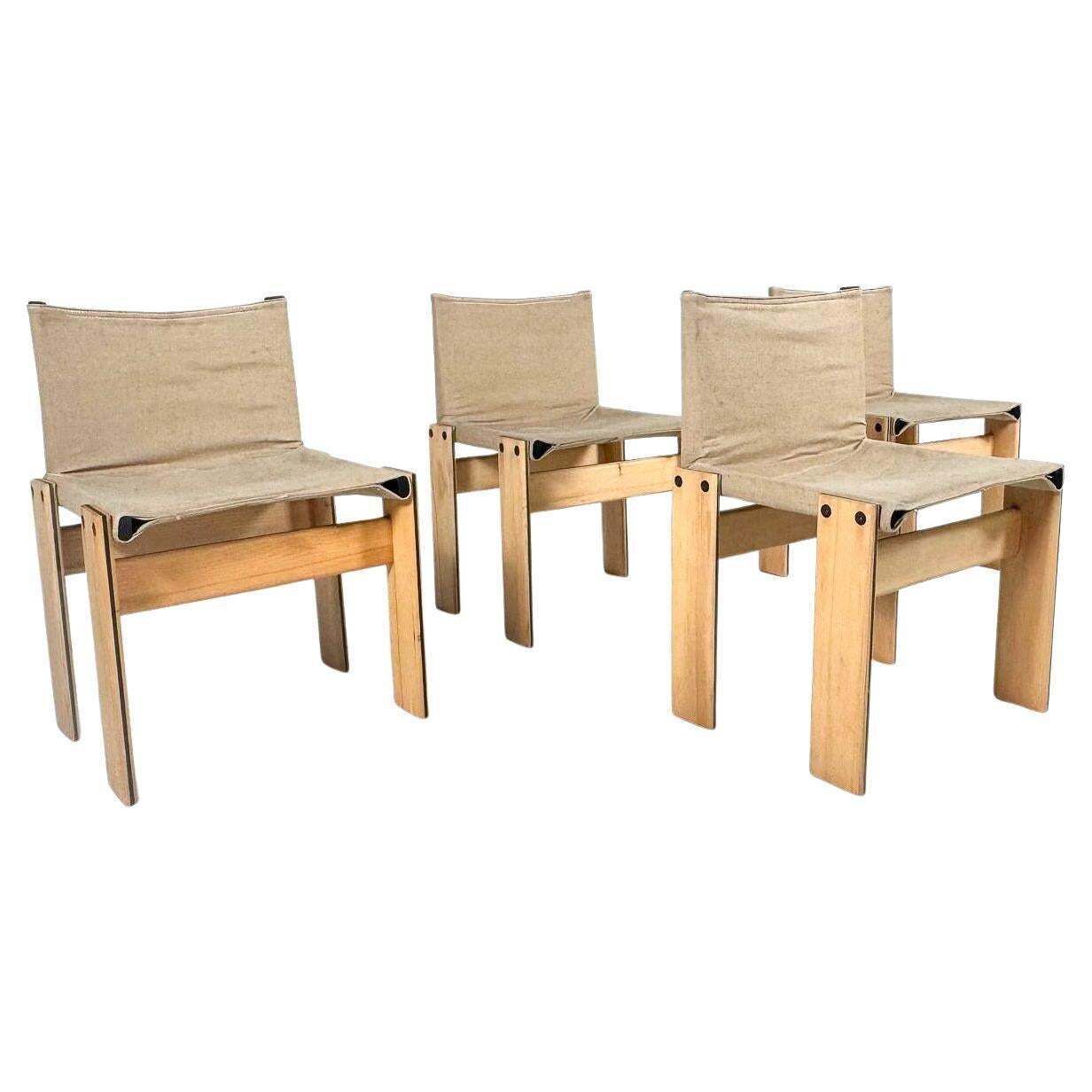 Set Of 4 Monk Dining Chairs By Afra & Tobia Scarpa For Molteni, 1970s