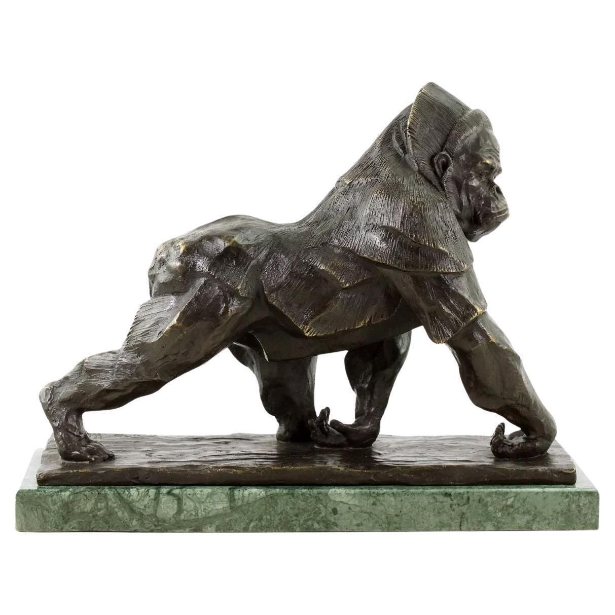 Gorilla Statue In The Style Of Rembrandt Bugatti , Bronze Sculpture