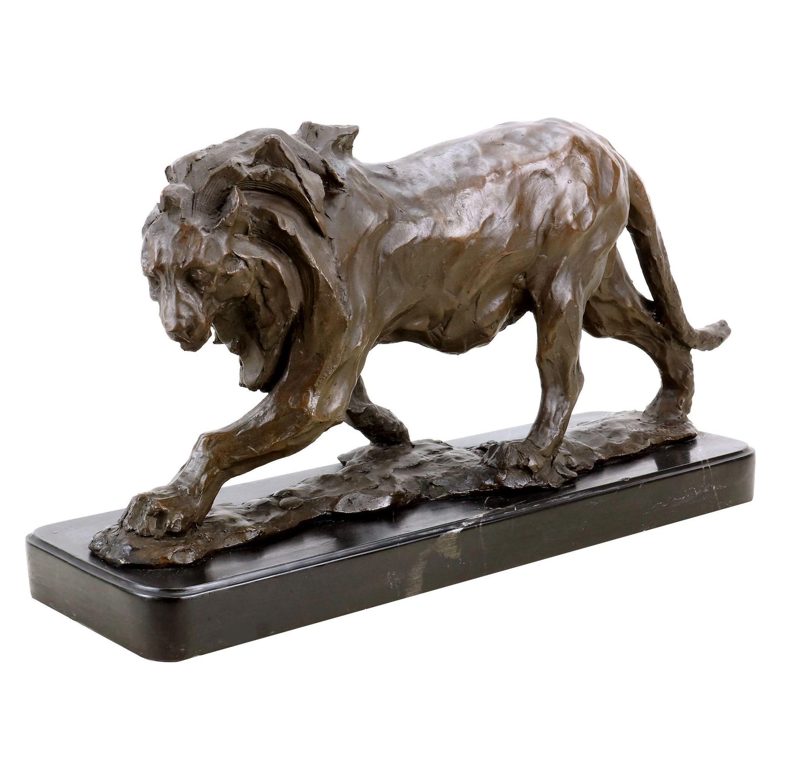 Lion Statue, Walking Lion, In The Style Of Rembrandt Bugatti Bronze Sculpture photo vinterior