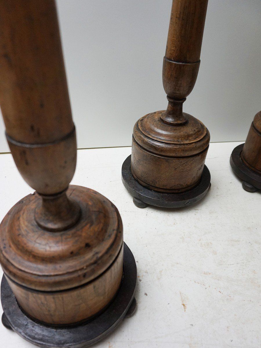 Large Antique French Wooden Candlesticks, 19th Century, Set Of 4 photo 737.0