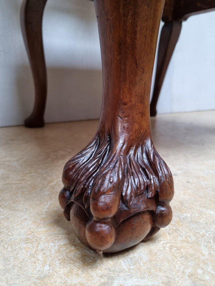Furniture Chippendale Bergere Armchair In Carved Mahogany With Caned Backrest And Lion's Claw And Ball photo