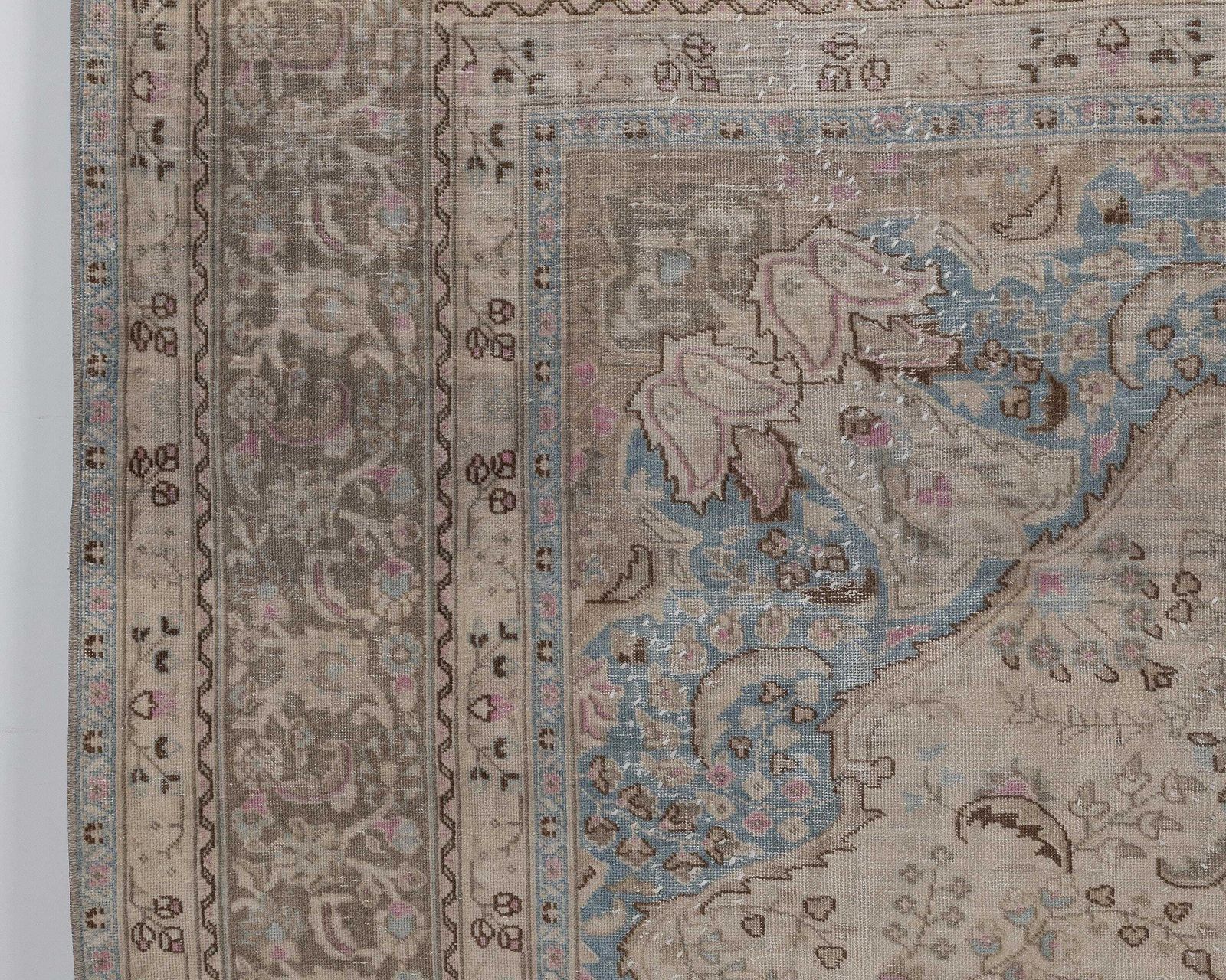 Antique Vintage Rug 10x12, Large Neutral Area Rug, Over Sized Handmade Carpet , 9.4×12.1 Feet photo for sale