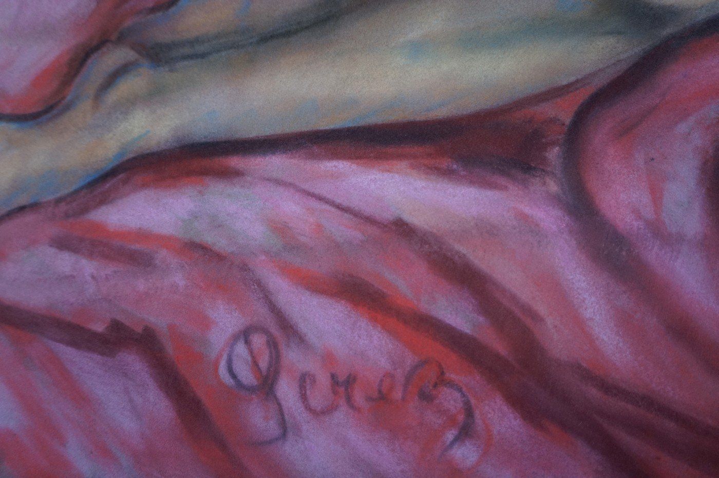Perez, Large Nude Of A Sleeping Woman, 1950s 1960s, Pastel photo vintage