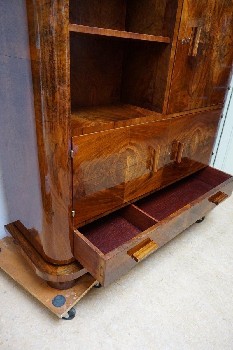 Art Deco Walnut Display Cabinet With Secret Compartment Attributed To Jindřich Halabala, 1930s photo 3166.0