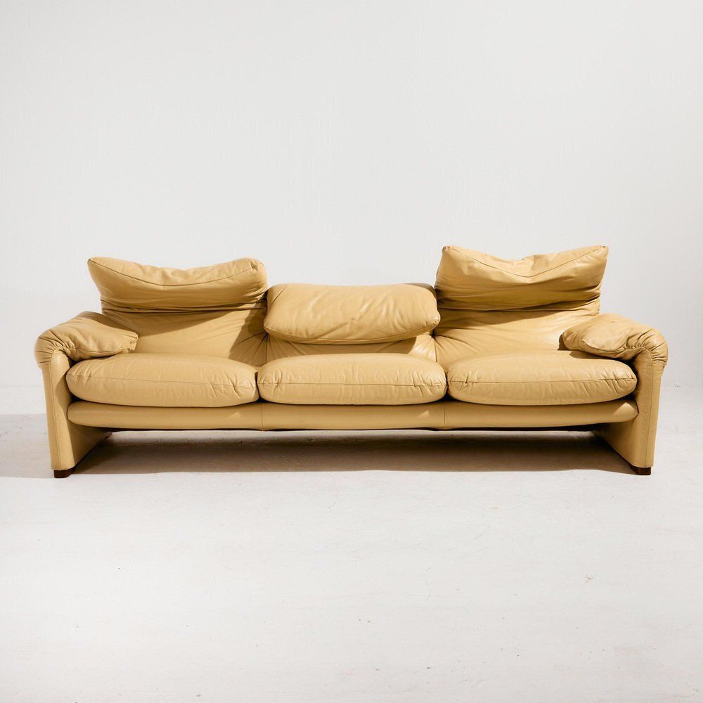 Maralunga Leather Seating By Vico Magistretti For Cassina, Set Of 3 photo vinterior