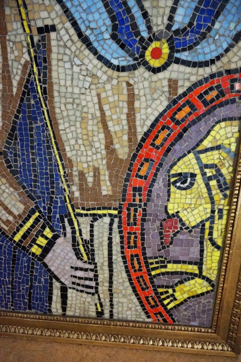 Large Framed Ceramic Mosaic Artwork Of Roman Warrior, 1960s photo for sale
