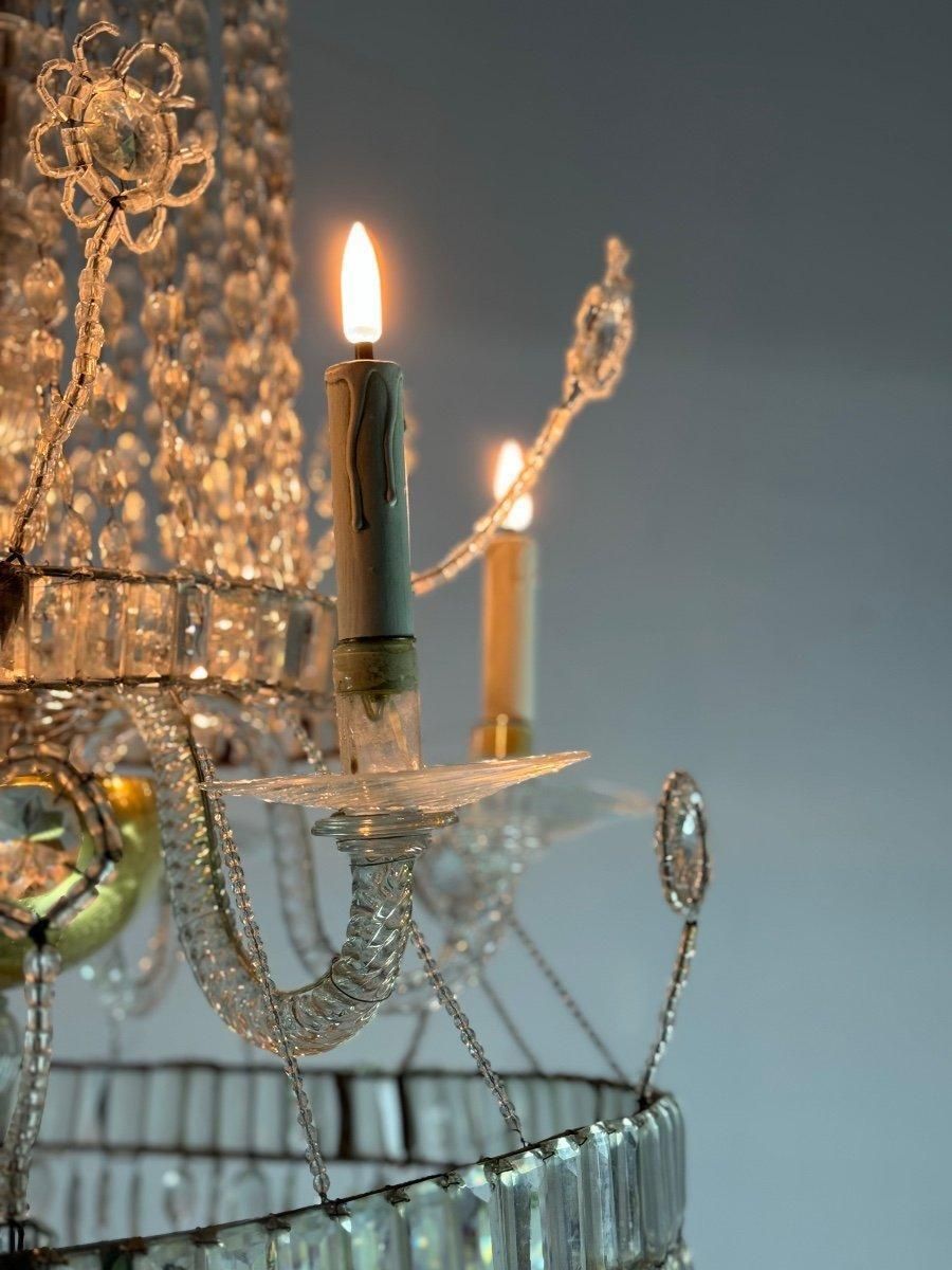 Important Navette Cut Crystal Pearl Bag Chandelier, Circa 1800 photo buy