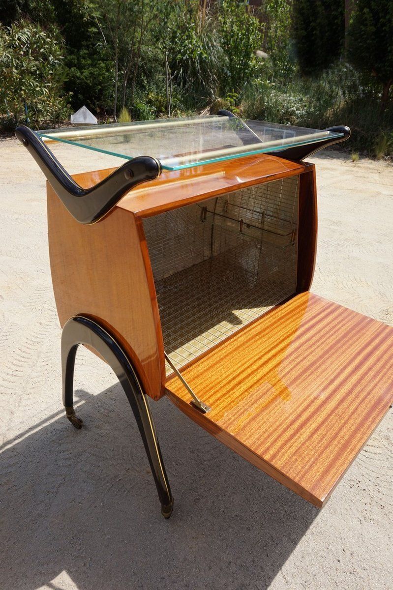 Mid Century Modern Italian Cocktail Bar Cart Cabinet Attributed To Cesare Lacca, 1960s photo Furniture