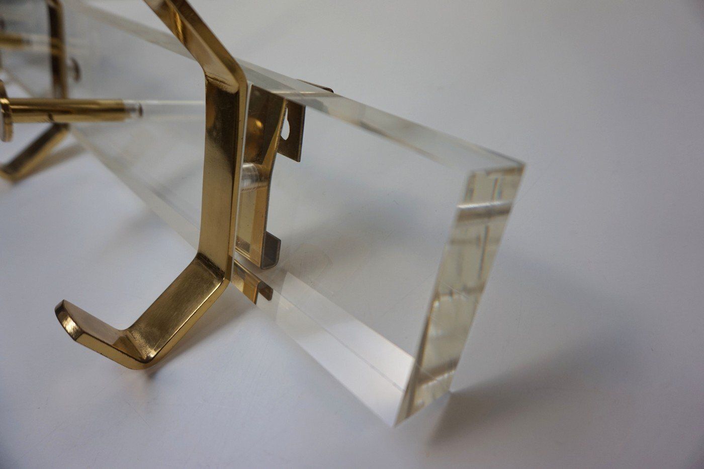 Hollywood Regency Acrylic Glass And Brass Wall Coat Rack, 1970s photo buy