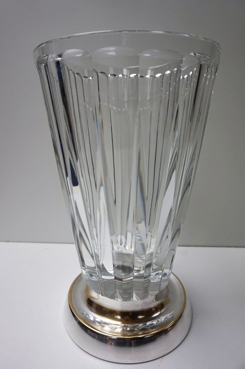 Art Deco Lead Crystal Glass Vase With Silvered Base From Wmf, 1935 photo furniture