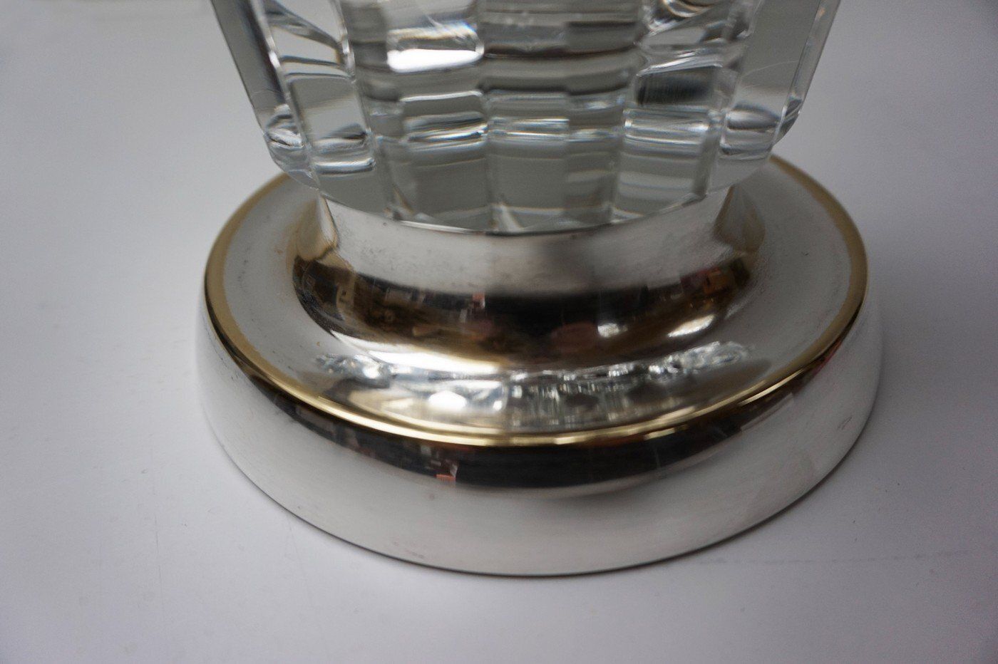 Art Deco Lead Crystal Glass Vase With Silvered Base From Wmf, 1935 photo for sale