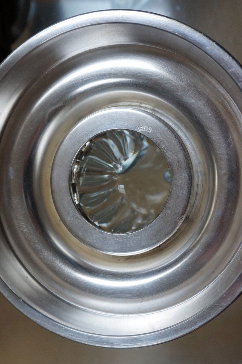 photo for sale Art Deco Lead Crystal Glass Vase With Silvered Base From Wmf, 1935
