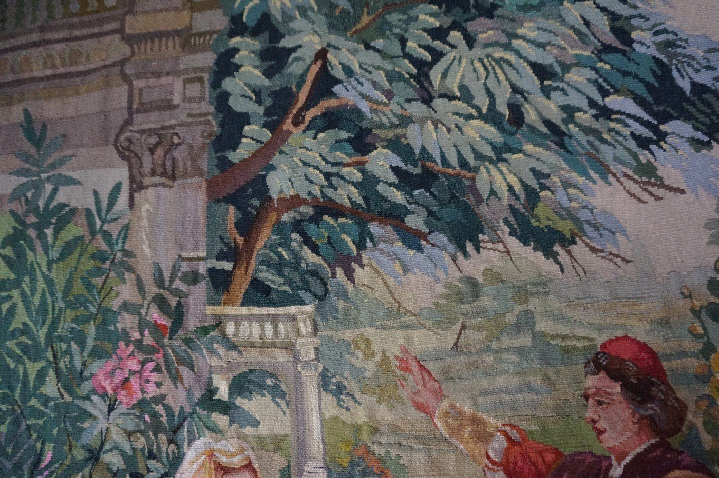 Antique French Aubusson Tapestry With Romantic Scene photo vinterior