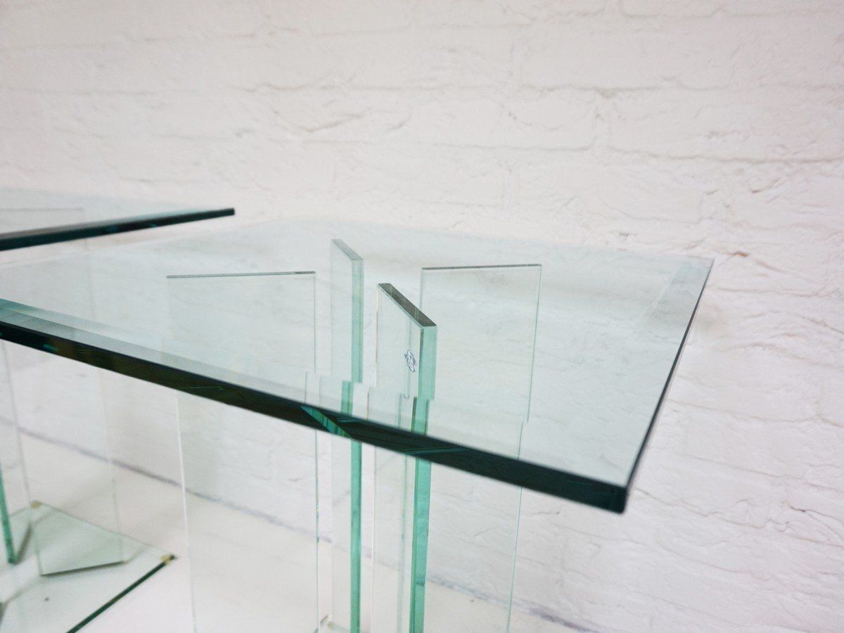 Mid Century Modern Art Glass Side Tables By Tg Design, 1970s, Set Of 2 photo 589.0