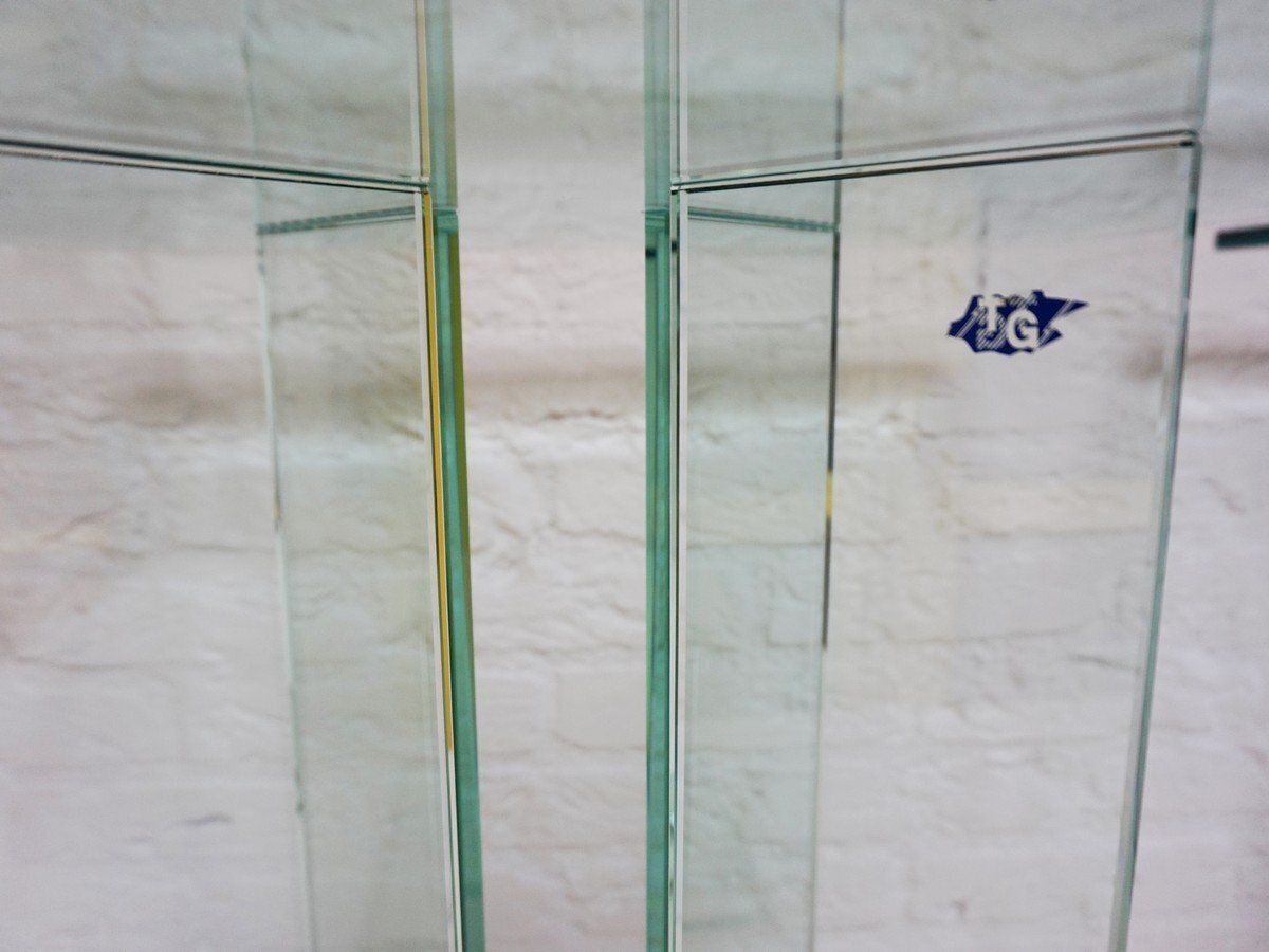 Furniture Mid Century Modern Art Glass Side Tables By Tg Design, 1970s, Set Of 2 photo