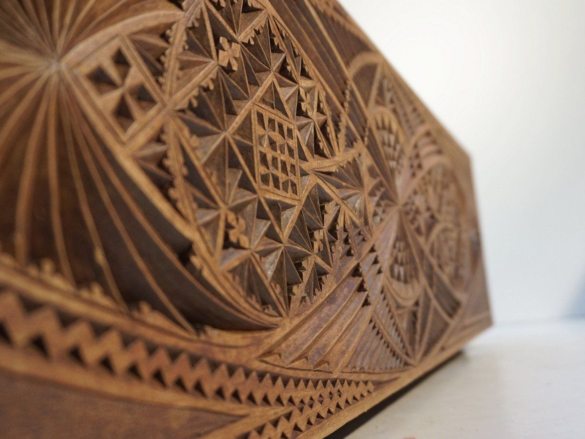 Dutch Chip Carved Wooden Planter Folk Art, 1890s photo buy