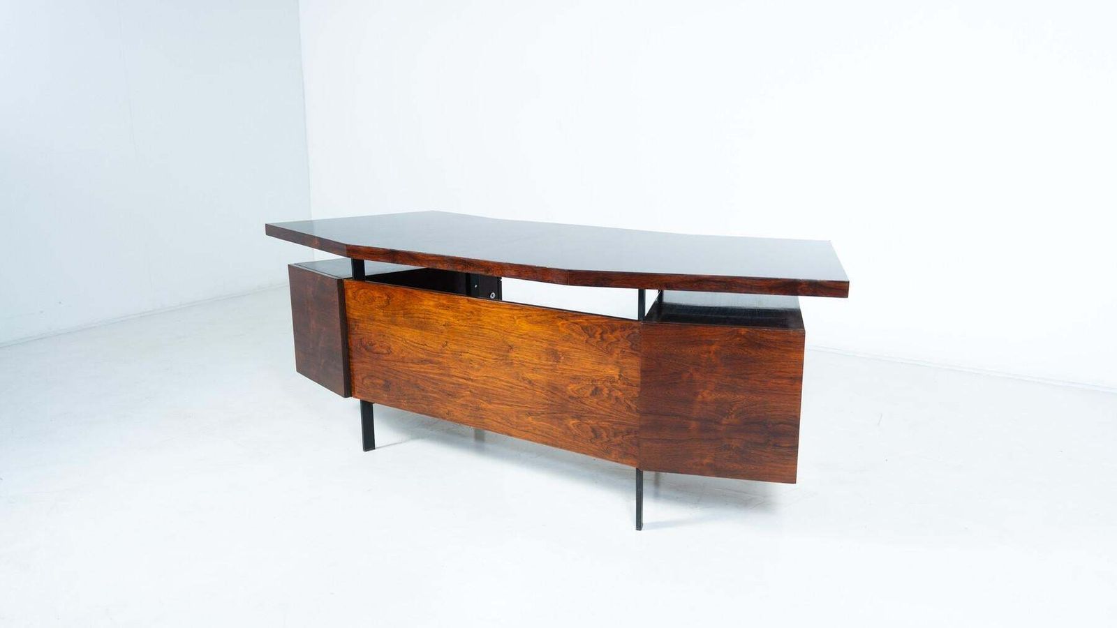 Mid Century Modern Italian Wooden Desk With Drawers, 1960s photo for sale