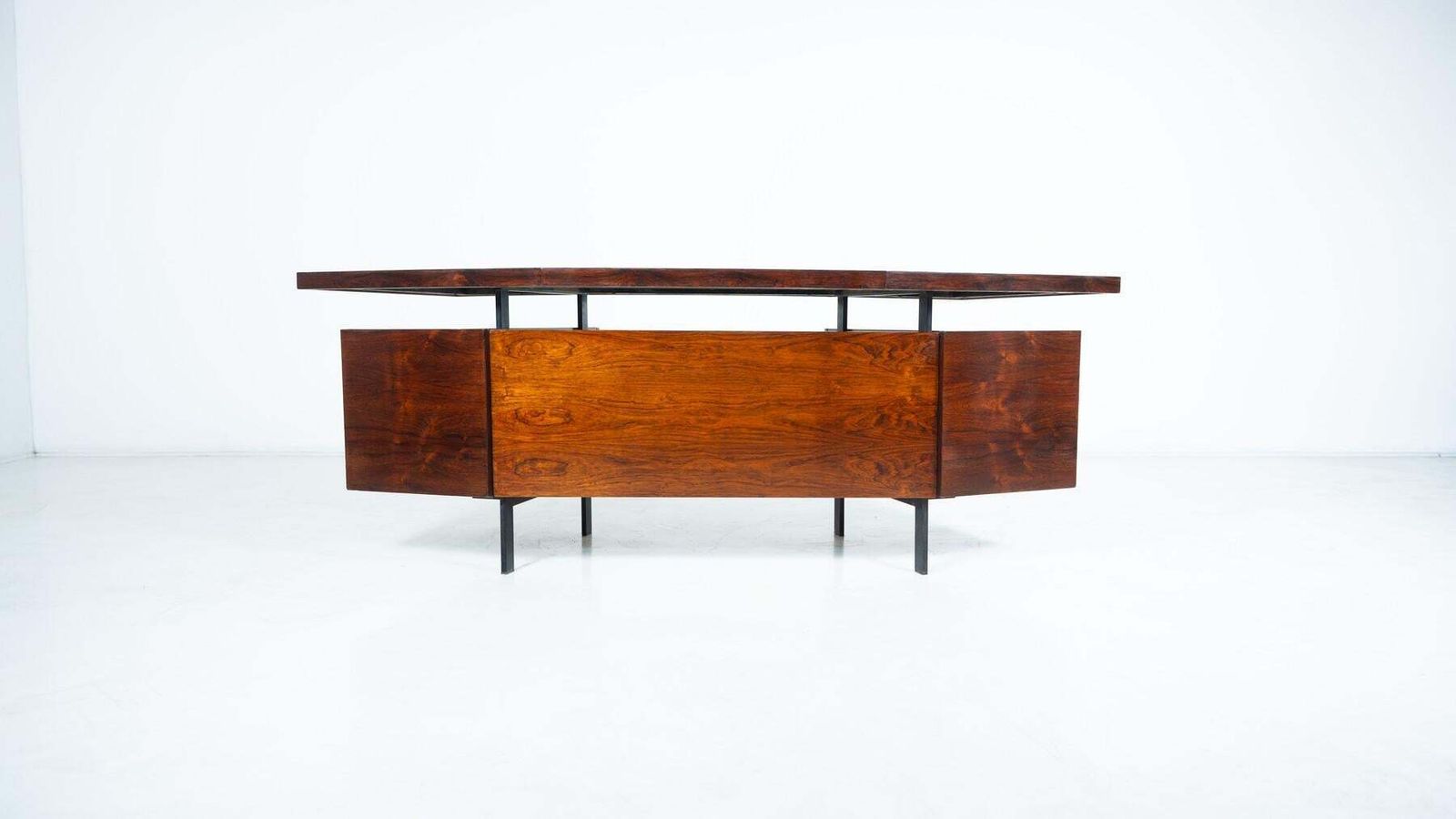 Mid Century Modern Italian Wooden Desk With Drawers, 1960s photo Furniture