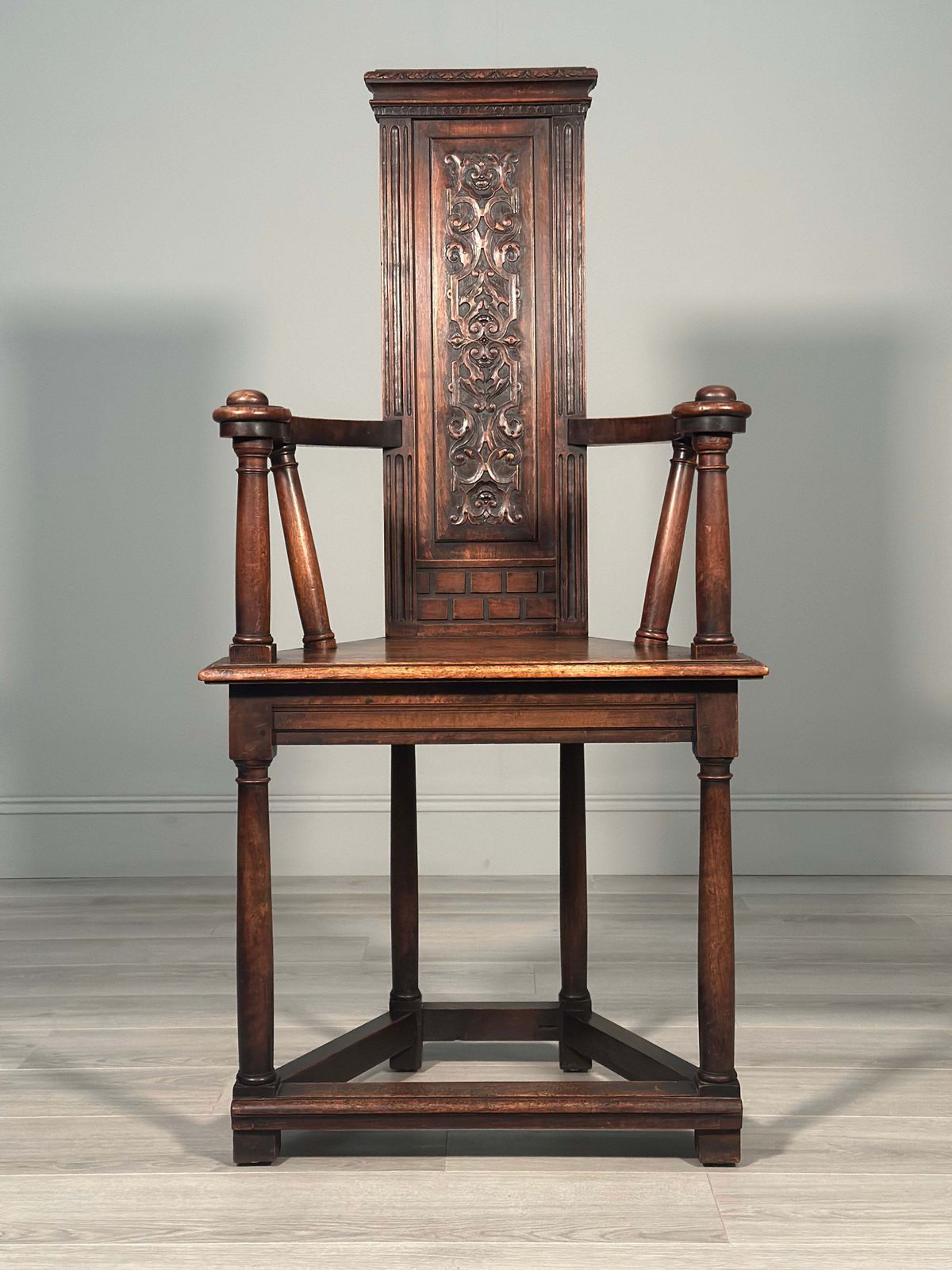 19th Century French Caquetoire Walnut Armchair